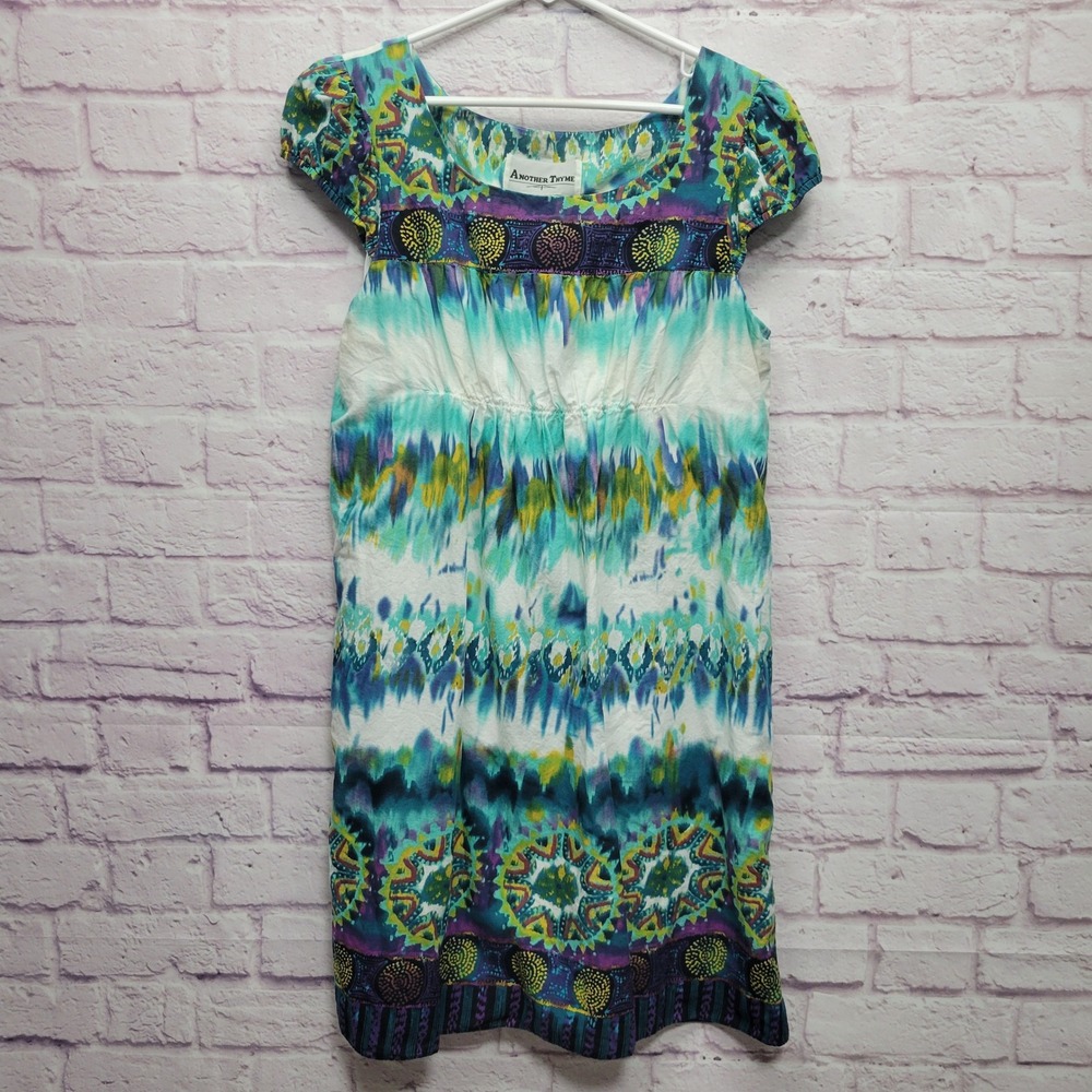 Another Thyme Tie Dye Bohemian Mini Dress Sz 6 Hippie Resortwear Festival VTG